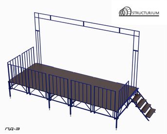 Изображение для товара Подиум с перилами и каркасом под банер