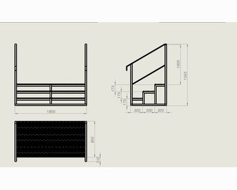 Изображение для товара Лестница металлическая с перилами (3 ступени)