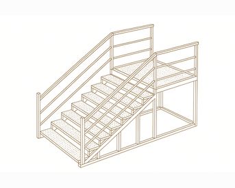 Изображение для товара Лестница металлическая (11 ступеней, перфорированный лист, с площадкой)